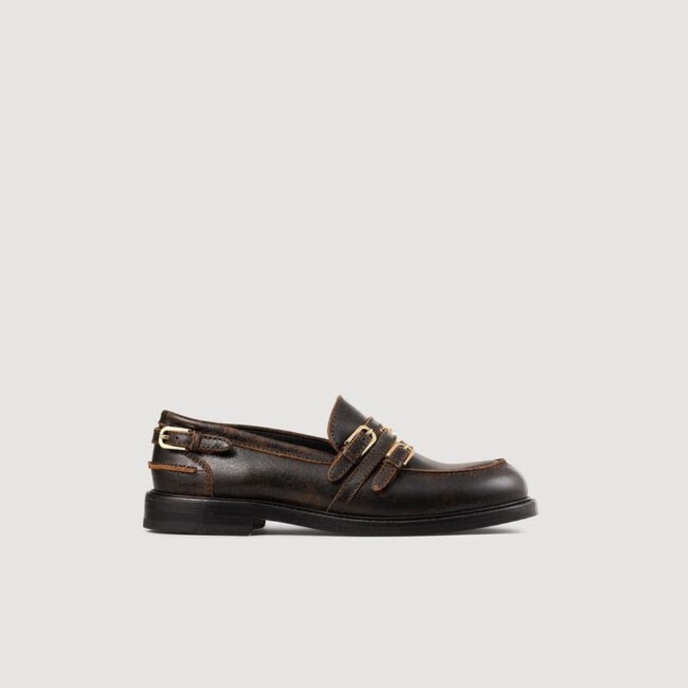Sandro Distressed Leather Loafers